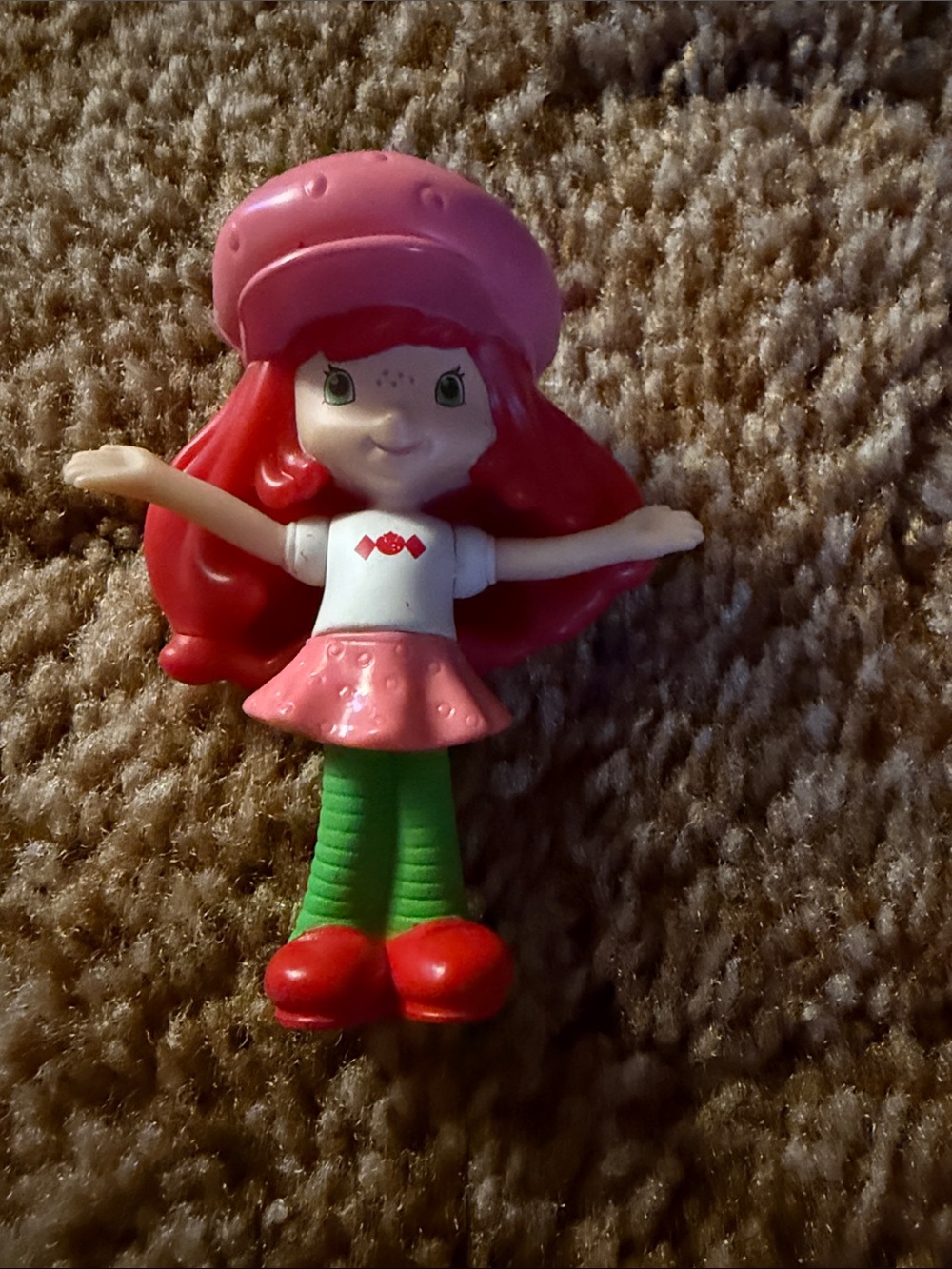 Pink Strawberry Girl Doll Figure with Green Leggings - Kids Toy